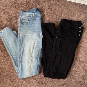 Aeropostale Women's Skinny Jeans - Light Blue and Black